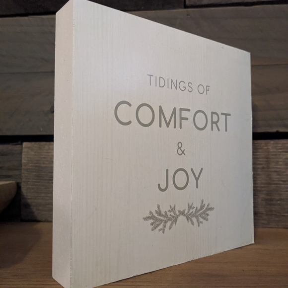 Comfort & Joy Wood Sign Decor NEW SAGE GREEN & WHITE - Picture 4 of 6